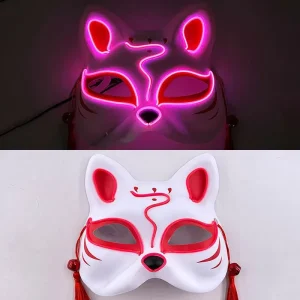 Luminous Fox Panda Halloween Graduation LED Full Face Mask for Party Cosplay Costume PVC Material Silk Screen Printed Design