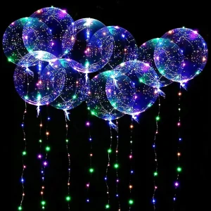 Luminous LED Bubble Balloon Set TPU String Light for Valentine’s Day Party Wedding Decorations Bobo Balloon Street