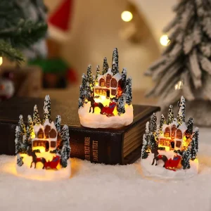 Luminous Resin Christmas House Micro Landscape Ornament