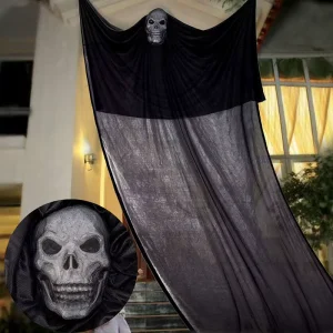 Luminous Sound Halloween Decoration Plastic Gauze Mask Hanging Ghost Indoor Outdoor Foreign Trade Cross border Bar