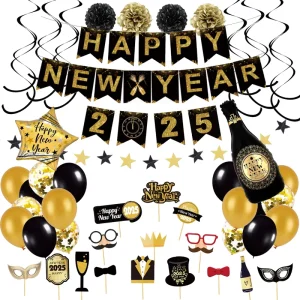 Lunar New Year Celebration Decor Set Customized Colors Sizes Happy New Year Banner Balloons Photo Booth Props for Parties