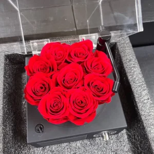 Luxurious Home Decor Preserved Rose Bluetooth Phonograph Speaker Everlasting Real Natural Flowers for Christmas Valentines Day