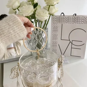 Luxurious Ornaments Home Decoration Elegant Gift Box Hand Bag Style Eternal Preserved Roses Flowers Acrylic Box Christmas 2 3