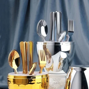Luxury 410 Stainless Steel Egg Shaped Western Retro Tableware Set Mood Bottle Wedding Party 24 Piece Dishwasher Safe Steak Knife