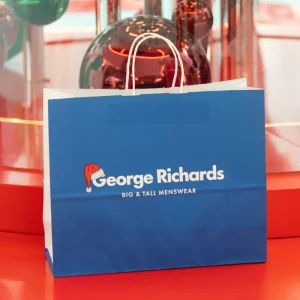 Luxury Blue Kraft Recyclable Custom Printed Christmas Gift Bags XL Premium for Holiday Party Favor Packaging Direct