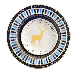 Luxury Christmas Bone China Dinnerware Set with Charger Plates Red Holiday Ceramic Tableware for Wedding Party Events