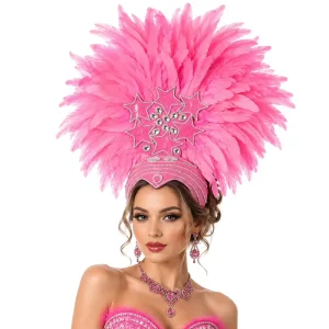 Luxury Colorful Carnival Feather Headdress Festival Party Stage Rainbow Feathers Headpieces Props Accessories