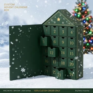 Luxury Custom Count Down Cardboard Christmas Gift Packaging Beauty Cosmetic Advent Calendar Magnetic Close Boxes