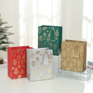 Luxury Custom Logo Embossed Foil Stamping Eco Friendly Specialty Paper Bags for Candle Shopping Gift Packaging