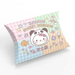Luxury Custom Printed Pillow Box Packaging for Candy Macaron Pastry Small Gift Wedding Holiday Paper Box