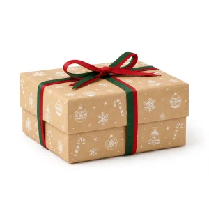 Luxury Custom Waterproof Holiday Gift Packaging Box Ribbon Bow Embossed Paperboard Telescope Box Sponge Lining for Christmas