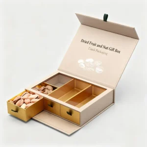 Luxury Exquisite Logo Hot Stamping Magnetic Closure Recyclable Paper Box Nut Snack Chocolate Packaging Box With Sliding Lining