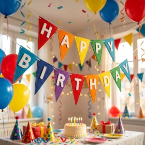 Luxury Felt Birthday Sewing Flag Pulling Birthday Party Decoration Fireplace Decoration Family Gina