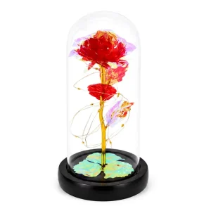 Luxury Forever Rose Glass Dome Artifact Romantic Marriage Proposal Decor With Led Lighting Anniversary Gift