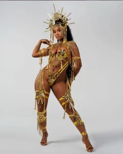 Luxury Golden Egypt Goddess Samba Costume Sequin Rhinestone Carnival Performance Wear for Women with Headpiece