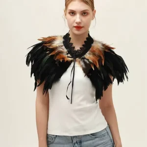 Luxury Hand Sewn Lace Boho Feather Shawl Eco Friendly Soft Comfortable Customizable Color Size Halloween Costume Set Cosplay