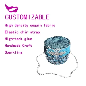 Luxury Handmade Led Rhinestone Sequin Sparkly Top Hat for Burning Man Music Festival Costume Accessory