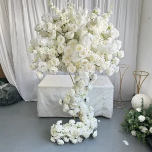 Luxury Ivory Colors Silk Big Flower Centerpieces Ball for Wedding Decoration