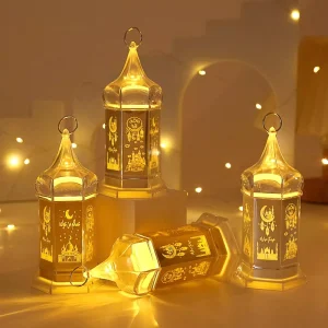 Luxury LED Star Moon Candlestick Lamp Ramadan Kareem Home Decor Party Gifts Eid Mubarak Islamic Muslim