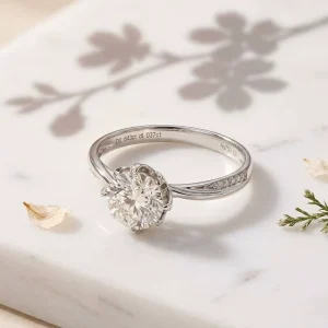 Luxury Promise Ring Slim Paved Shank Natural Diamond White Gold Band