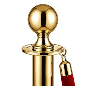 Luxury Titanium Gold Stanchion Post Set With Red Velvet Rope 2 Posts & 1 Rope VIP Queue Barrier For Hotels And Gala Events