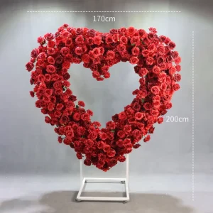 Luxury Wedding Decoration Set Red Rose Silk Artificial Flower Arch Detachable Backdrop for Valentine’s Day