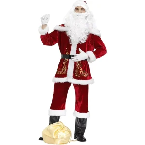 M 4XL Plus Size Printed Plush Men’s Christmas Clothing Christmas Men’s Costume Suit for Adults