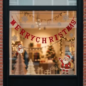 MERRY CHRISTMAS Red Gold Fabric Letter Banner for Mantel Wall Fireplace Christmas Home Decor