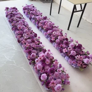 MSFAME 5D High Quality Wedding Real Feel Wildflower Lilac Purple Flower Runner