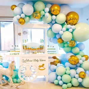 Macaron Blue Durable Latex Aluminum Film Balloon Arch Kit for Kids’ Birthday Back-to-School Mother’s Day Valentine’s Day