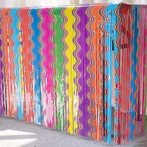 Macaron Gradient Table Skirt Tassel Rain like Curtain Dessert Table Decoration for Birthday Parties Promotional Party Supplies