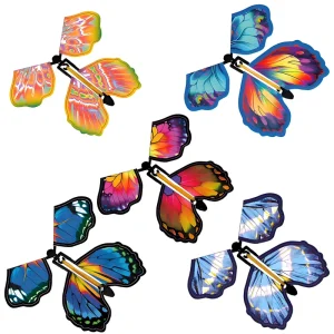 Magic Flying Butterfly Surprise Card Filler Rubber Band Powered Wind up Fairy Toy for Kids Party Favor Ramadan School Gift