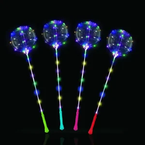 Manufacturer 18 Inch Festival Party RGB LED Light Bobo Balloon with Stick Pole Flashing Plastic Material for Christmas