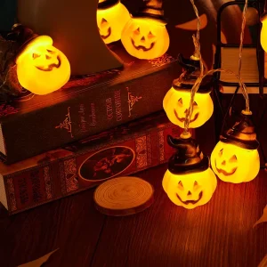Manufacturer Cross Border Halloween Pumpkin LED Light String Holiday Ghost Festival Decorative Warm White IP44