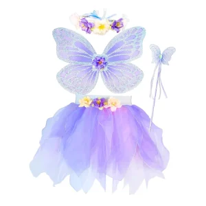 Manufacturer Direct Girls’ Children’s Purple Butterfly Fairy Premium Costume Set Customized Color for Cosplay