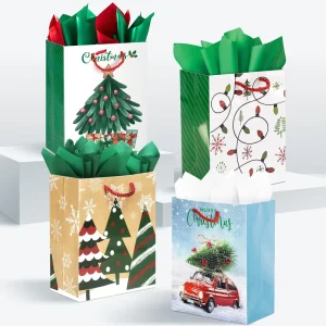 Manufacturer Direct Sales Color Holiday Printing Christmas Bag Packaging Customizable logo Party Gift Packaging