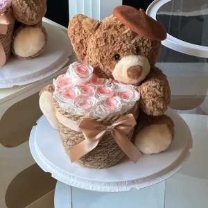 Manufacturer Real Natural Preserved Rose Bear Box Gift A Grade Quality 2 3 Years Long Lasting Valentine’s Day Decor