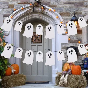 Manufacturer’s Direct Halloween Decorations White Ghost Flag Decorations Hanging Holiday Decorations