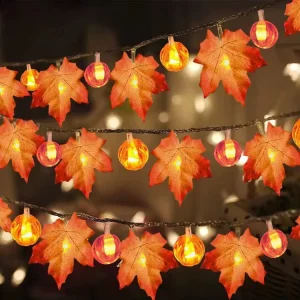 Maple Leaf Shaped LED String Lights Thanksgiving Garden Decorative Waterproof Remote Control LED String Lights