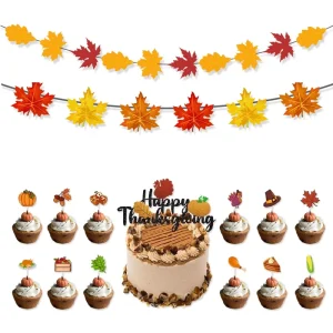 Maple Leaf Turkey Thanksgiving Party Banner Pull Flag Spiral Balloon for Thanksgiving Party Decorations