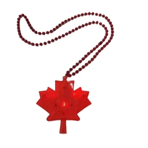 Mardi Gras Beads LED Flashing Necklace LED Light up Maple Leaf Pendant Necklace