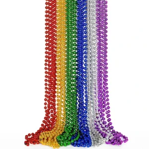 Mardi Gras Beads Necklace Colorful Beaded Necklaces 33in for Mardi Gras Costume Patrick’s Day Decoration Birthday Party Favors