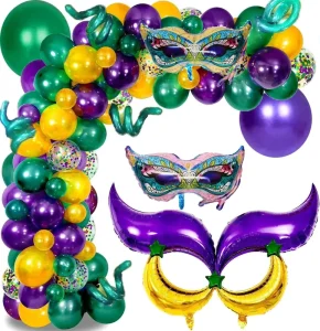 Mardi Gras Decorations Set Fat Tuesday Tail Moon Star Foil Balloons Mardi Gras Balloons Garland Decorations