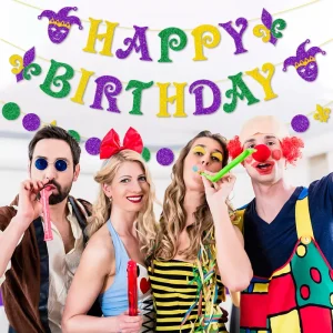 Mardi Gras Theme Party Decorations Transparent Plastic Carnival Banner Accessories 14x20cm Go Party BG003