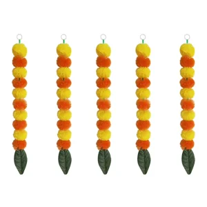 Marigold Artificial Flowers Halloween Day of the Dead Mango Leaf Garland Plastic Festival Celebration