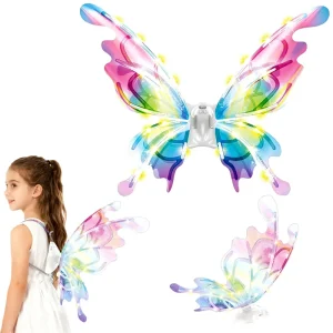 Mariposa Moving Fairy Butterfly Wings Party Decoration Halloween Toys Girls Dress up Electric LED Butterfly Wings