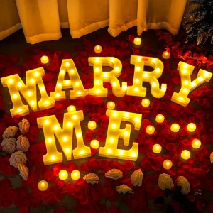 Marry Me LED Light Up Letter Signs Romantic Proposal Wedding Party Festival Customizable Warm White Decorative Lights