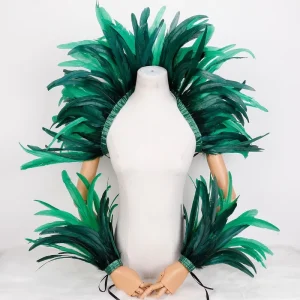 Masquerade Performance Angel Wings Feather Shoulder Cape Dance Costumes Feather Cape Wrist Cuffs