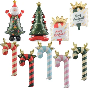 Matte Christmas Antlers Cane Foil Balloon Merry Christmas Party Atmosphere Decoration Supplies Christmas Gift Box Helium Balloon