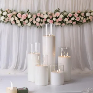 Matti’s Wedding Entrance Decoration Centerpieces Table Light Decorations Backdrop Stage Flowers and Flameless Led Candle